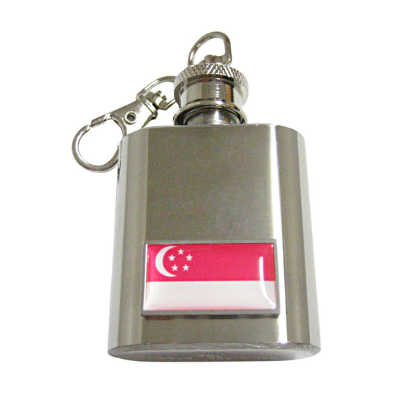 Thin Bordered Singapore Flag Keychain Flask - Picture 1 of 1